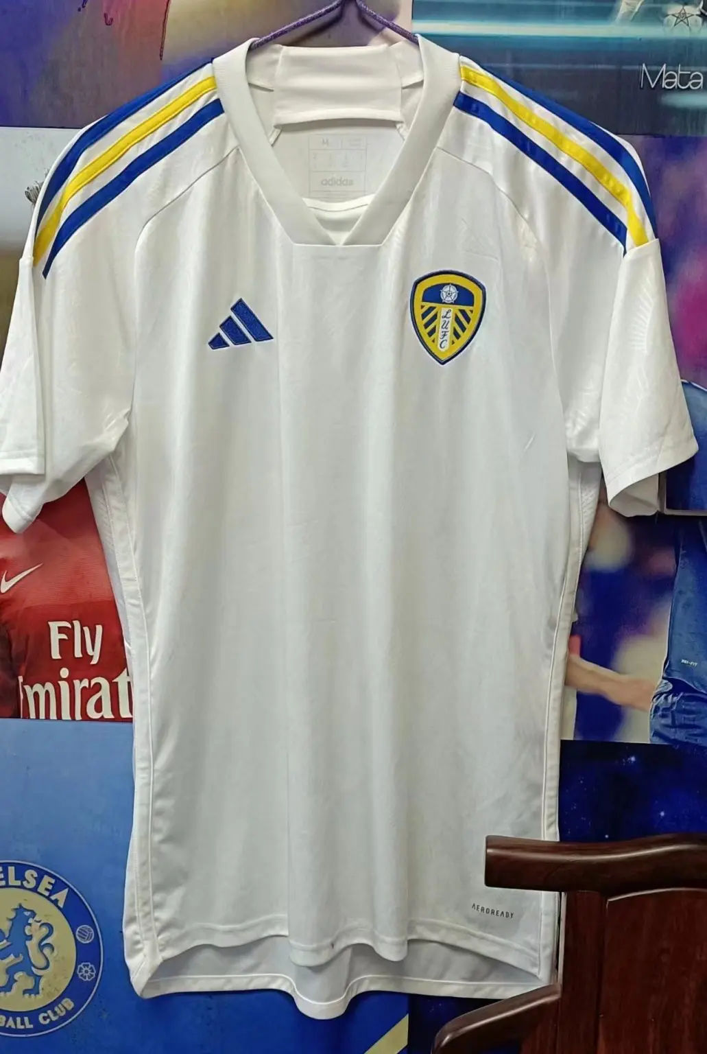 The new Leeds United home shirt 2023–24 in a leaked photograph